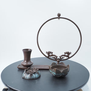 Hanging Lotus Copper Incense Burner with Dragon Bracket