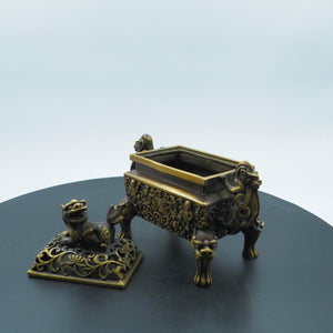 Copper Double Dragon Incense Burner: Aromatherapy Storage Container