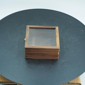 Walnut Glass-Top Keepsake Box, Brass Knob, Jewelry Organizer