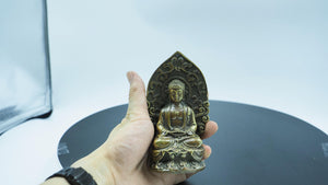 Antique Brass Buddha Statue: Home Decor Ornament (6.5x6x11 cm)