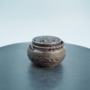 Pure Copper Dragon and Phoenix Incense Burner with Storage Box