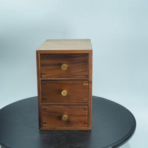 Handcrafted Black Walnut 3-Drawer Box, Solid Wood Desktop Organizer