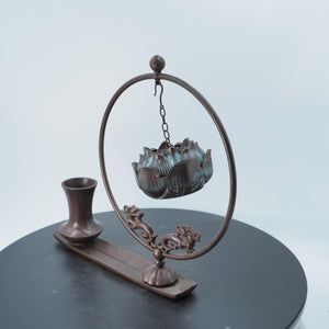 Hanging Lotus Copper Incense Burner with Dragon Bracket