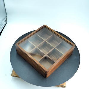 Black Walnut Watch Storage Box, Glass Lid, 9-Grid Organizer, Luxury Wooden Display Case