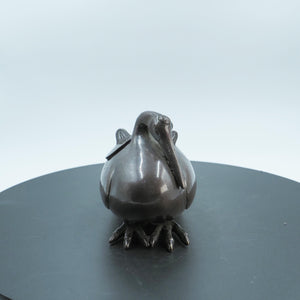 Large Thickened Vintage-Style Pure Copper Swan Figurine, Plump Body, Antique Finish