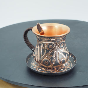 Hand-hammered Chasing Copper Mug Set, Engraved Coffee Cup , Artisan Drinkware