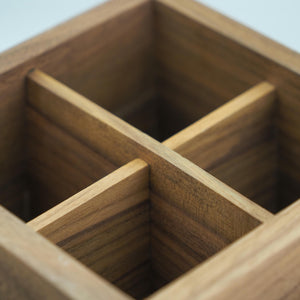 Handcrafted Black Walnut Cutlery Holder, 4-Compartment Utensil Organizer