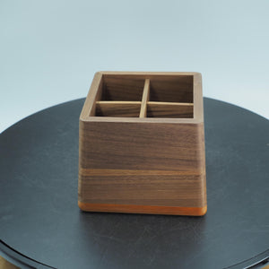 Handcrafted Black Walnut Cutlery Holder, 4-Compartment Utensil Organizer