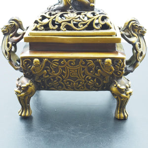Copper Double Dragon Incense Burner: Aromatherapy Storage Container