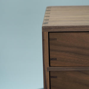 Handcrafted Walnut 3-Drawer Box, Dovetail Joinery, Brass Knobs