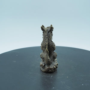 Pure Copper Azure Dragon Figurine: Chinese Desktop Ornament