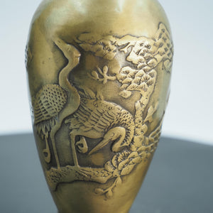 Pure Copper Dragon and Crane Vase: Chinese Artistry Ornament