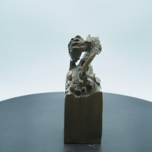 Copper Dragon Seal Stamp: Antique Style Desk Ornament