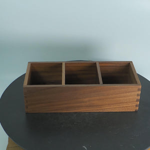 Handcrafted Black Walnut Wooden Organizer, 3-Compartment Desk Tray