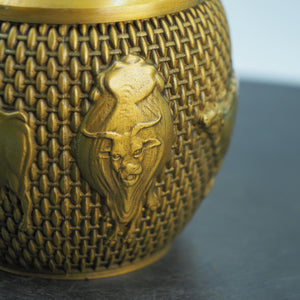 Copper Small Item Storage Jar, Five Bulls Tea Caddy Decorative Jar, Tennis Ball Shape