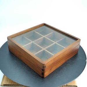 Black Walnut Watch Storage Box, Glass Lid, 9-Grid Organizer, Luxury Wooden Display Case