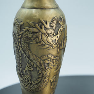 Pure Copper Dragon and Crane Vase: Chinese Artistry Ornament