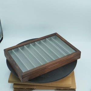 Women  Black Walnut Watch Box, Bracelet & Necklace Organizer, Rectangular Glass Display Design