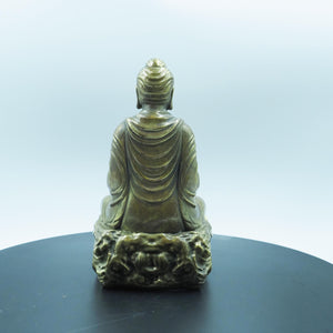 Vintage Style Pure Brass Amitabha Buddha Statue, Antique Finish Shakyamuni