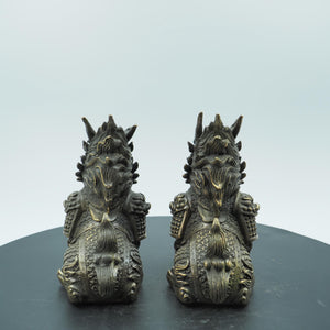 Pair of Pure Brass Armor-Clad Kylin Statues, Feng Shui Doorway Guardians for Home Protection