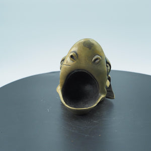 Brass Shark Open Mouth Figurine, Fish Tank Decoration and Hideout, Small Animal Ornament