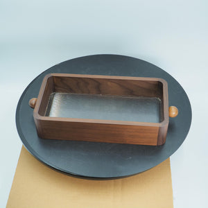 Handmade Black Walnut Display Box with Textured Glass Lid