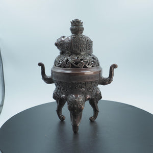 Vintage Elephant Incense Burner: Auspicious Aromatherapy Tripod Ding