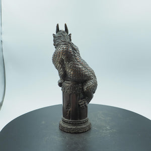Pure Brass Kylin Statue, Water Absorbing Mythical Beast, Pillar Style Water Avoidance Guardian