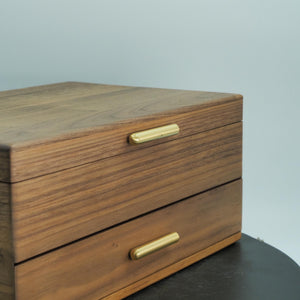 North American Black Walnut Double-Layer Jewelry Box, Integrated Multi-Storage Design