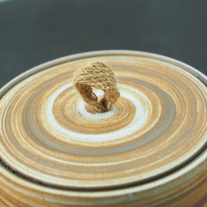 Kiln-Glazed Ceramic Coffee Canister, Multi Swirl Design, Matte Stoneware Finish