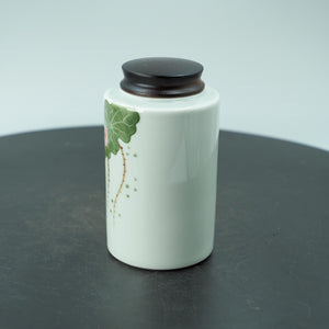 White Porcelain Lotus Jar, Hand-Painted Storage Canister, Airtight, Moisture-Proof