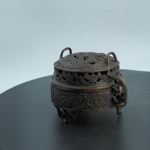 Antique Copper Dragon & Phoenix Incense Burner Box