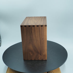 Handcrafted Walnut 3-Drawer Box, Dovetail Joinery, Brass Knobs