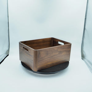 Handcrafted Black Walnut Wooden Storage Crate with Handles