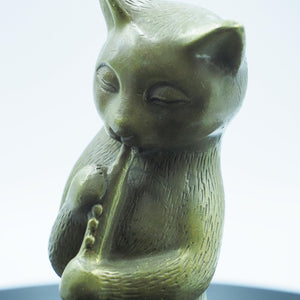Copper Cat Figurine: Rustic Clarinet Player