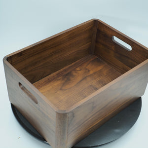 Handcrafted Black Walnut Wooden Storage Crate with Handles