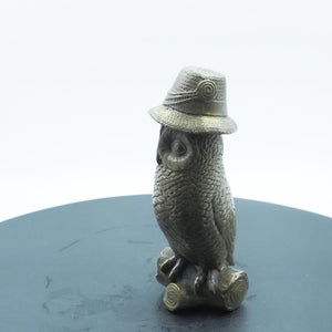Pure Copper Owl Figurine, Detective Owl with Envelope and Newspaper, Intricate Handcrafted Ornament