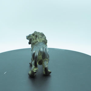 Bronze-Tone Solid Copper Male Lion Ornament, Muscular Roaring Lion Sculpture, Fierce and Majestic Decoration