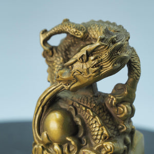 Antique Style Copper Dragon Seal: "Dragon Ruling the World" Collectible