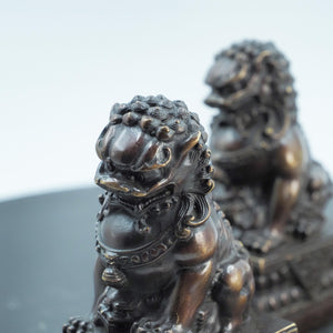 Brass Feng Shui Lion Figurines: Miniature Door Guardians (Set of 2)