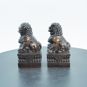 Brass Feng Shui Lion Figurines: Miniature Door Guardians (Set of 2)