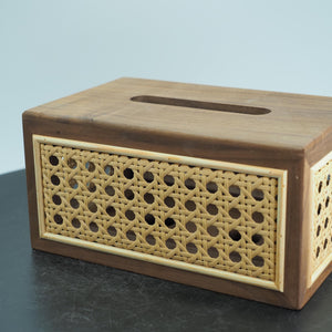 Walnut Rattan Tissue Box Cover, Handmade Wooden Tissue Holder, Nordic Style Decorative Napkin Case, American Black Walnut Tissue Dispenser