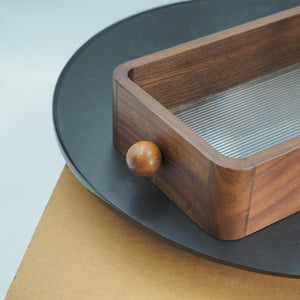 Handmade Black Walnut Display Box with Textured Glass Lid