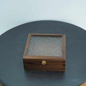 Handcrafted Black Walnut Keepsake Box, Patterned Glass Lid