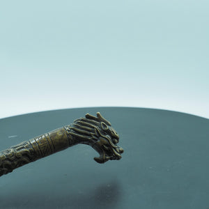 Antique Pure Copper Dragon-Head Ladle, Ornate Measuring Spoon with Traditional Chinese Motifs