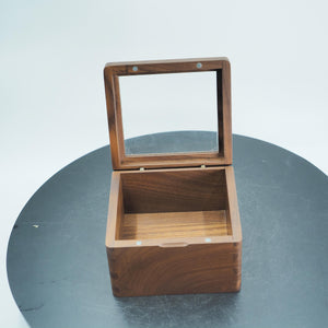 Handmade Walnut Glass-Top Box: Keepsake & Jewelry Organizer