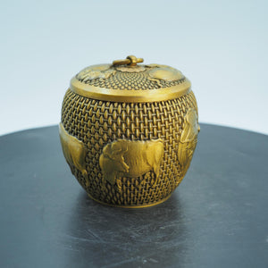 Copper Small Item Storage Jar, Five Bulls Tea Caddy Decorative Jar, Tennis Ball Shape