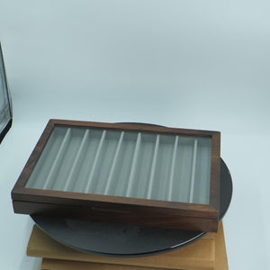 Women  Black Walnut Watch Box, Bracelet & Necklace Organizer, Rectangular Glass Display Design