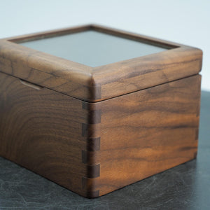 Handmade Walnut Glass-Top Box: Keepsake & Jewelry Organizer
