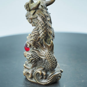 Pure Copper Azure Dragon Figurine: Chinese Desktop Ornament